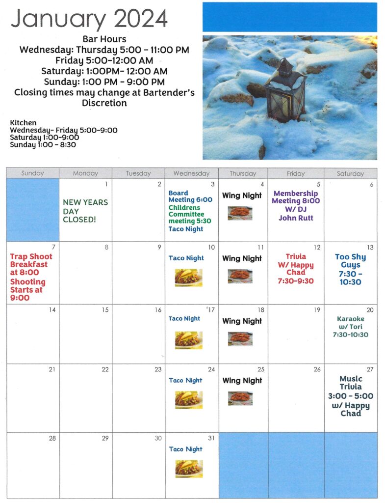 January 2024 Calendar Sleepy Hollow AC