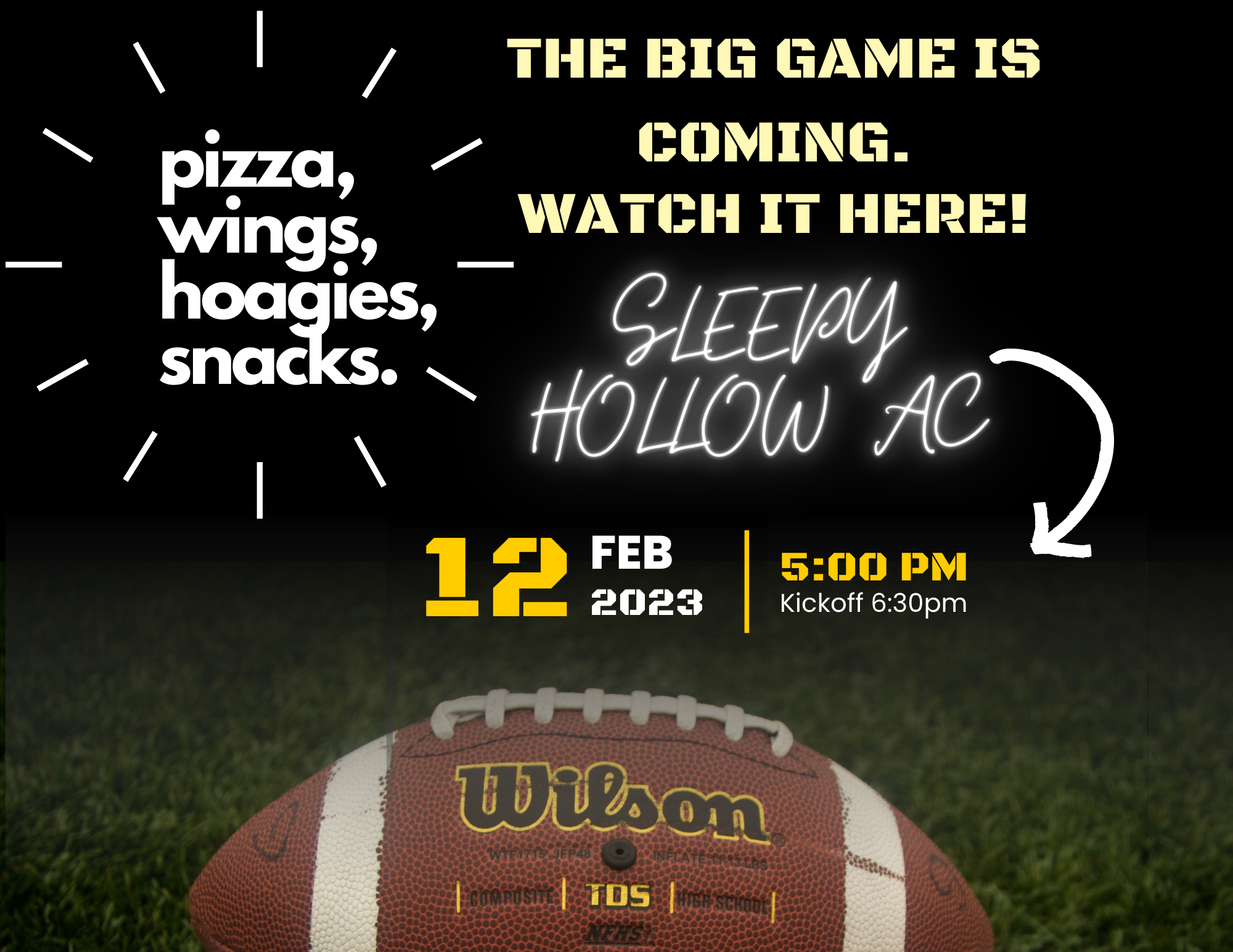 Super Bowl Party at Sleepy Hollow Feb 12th – Sleepy Hollow AC